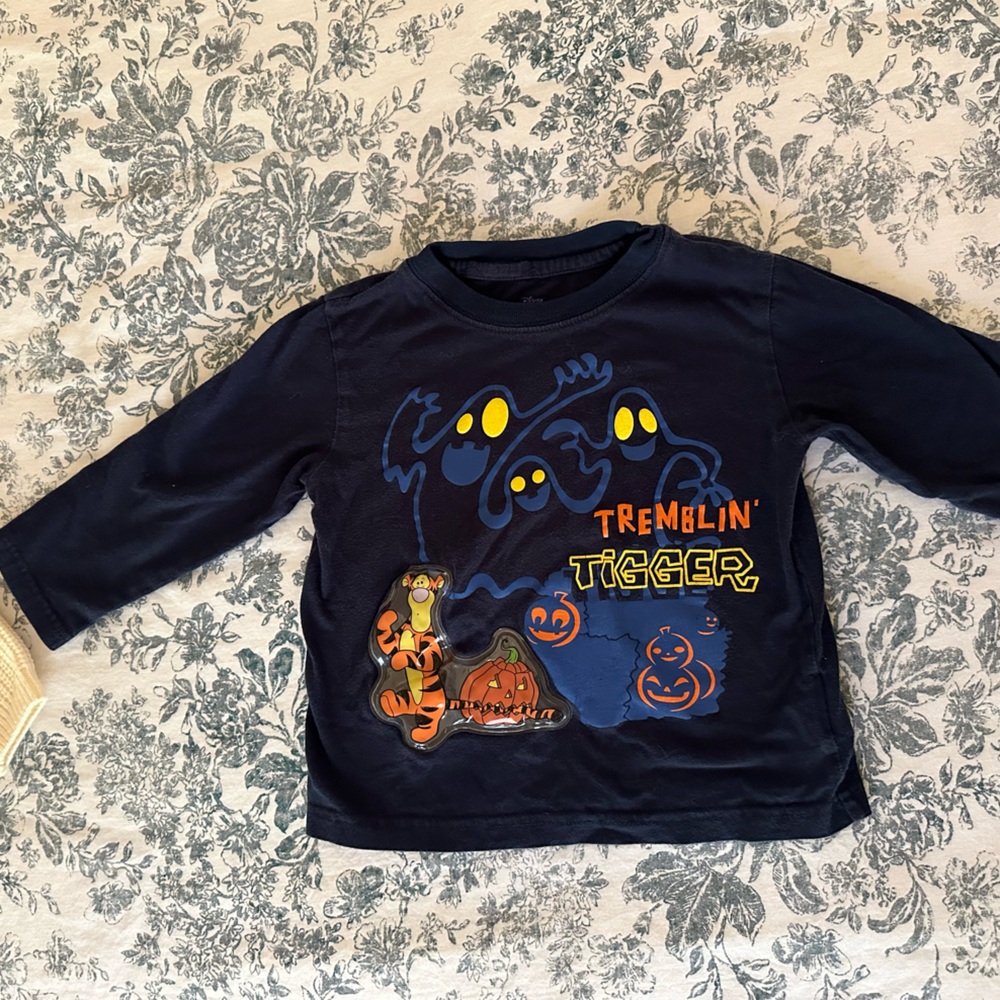 Kids Navy Blue Graphic Long Sleeve Shirt